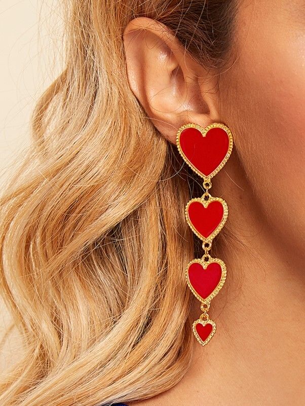 Tiered Heart Earrings 1pair | SHEIN