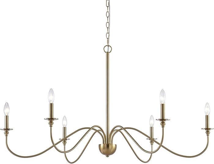 Kira Home Archer 47" 6-Light Large Modern Chandelier + Curved Arms, Adjustable Hanging Height, Co... | Amazon (US)