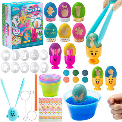 Syncfun 40Pcs DIY Egg Decorating Kit With Dye Tablets Egg Stands And Egg Stencils For Creativity Activity | SHEIN