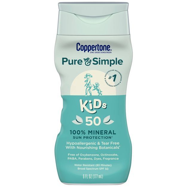 Coppertone Kids Pure and Simple Botanicals Sunscreen Lotion- SPF 50 - 6oz | Target