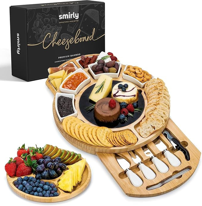 SMIRLY Large Charcuterie Board Set & Accessories, Bamboo Cheese Board Set, New Home, Women Bridal... | Amazon (US)