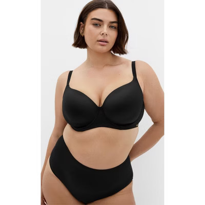Women's Plus Size Smooth & Chic T-Shirt Bra - black | CITY CHIC | Target