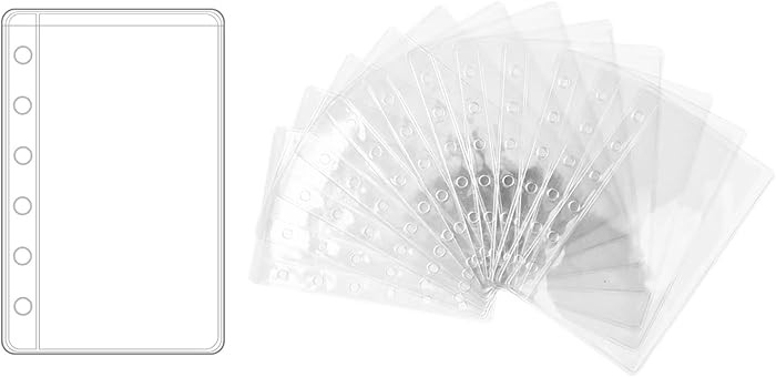 NatSumeBasics 12 A7 Binder Pockets Clear Cash Budget Envelopes PVC Planner Inserts for 6-Ring a7 ... | Amazon (US)