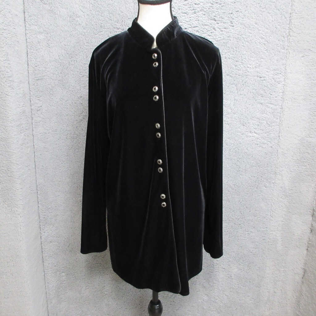 Vintage Harve Benard Shirt Jacket Womens L Black Velvet Stylish Timeless Formal | eBay US