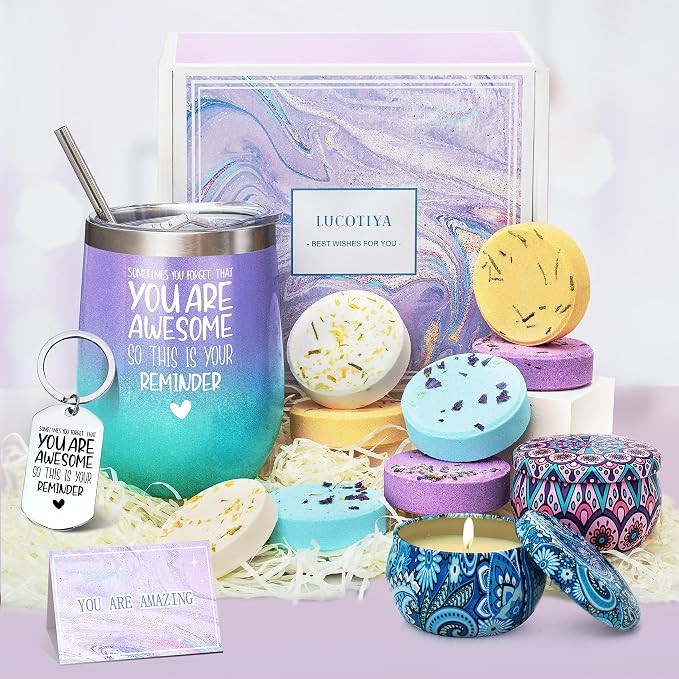 Gifts for Women, Birthday Gift Basket for Women Wine Tumbler Self Care Package Gifts Get Well Soo... | Amazon (US)
