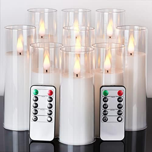 Amagic Pure White Flameless Candles, Battery Operated Candles, Acrylic Flickering LED Pillar Cand... | Amazon (US)