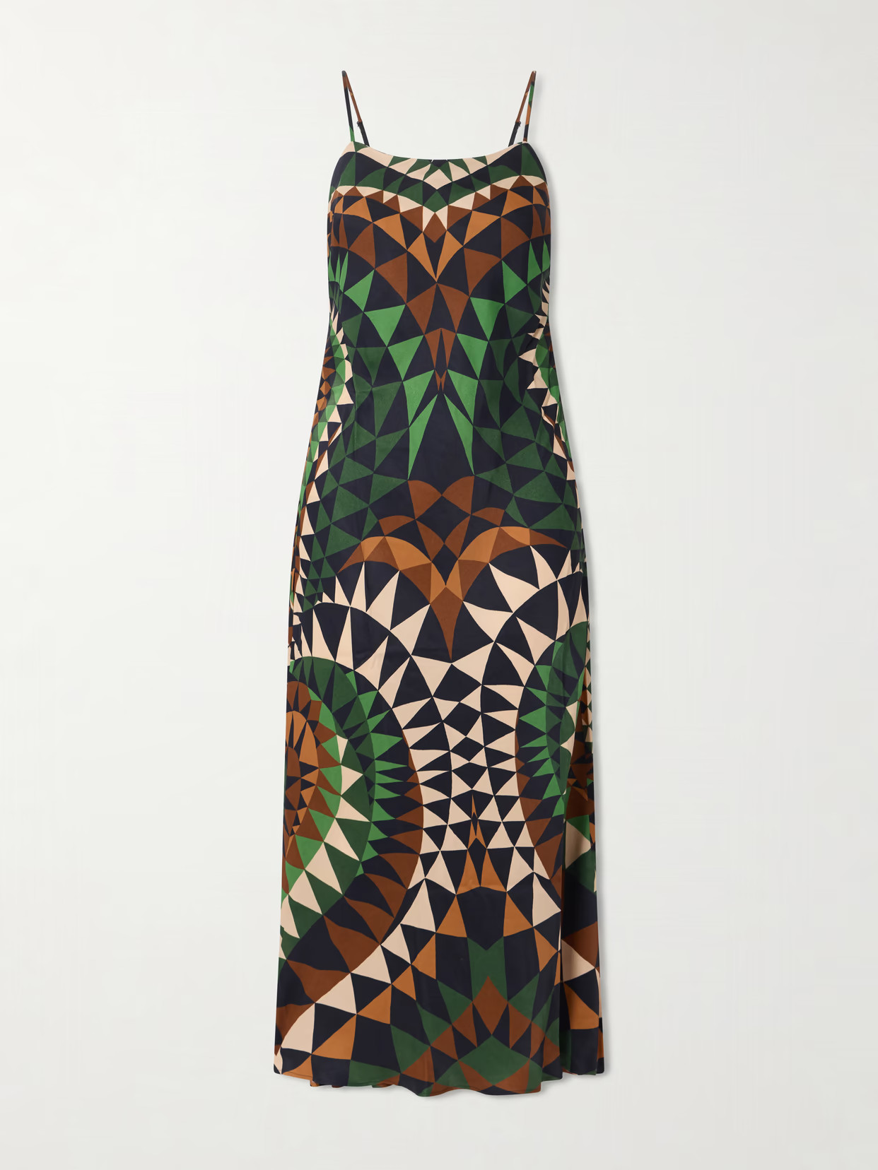 Farm Rio - Heart Deco Satin Maxi Dress - Green | NET-A-PORTER (US)