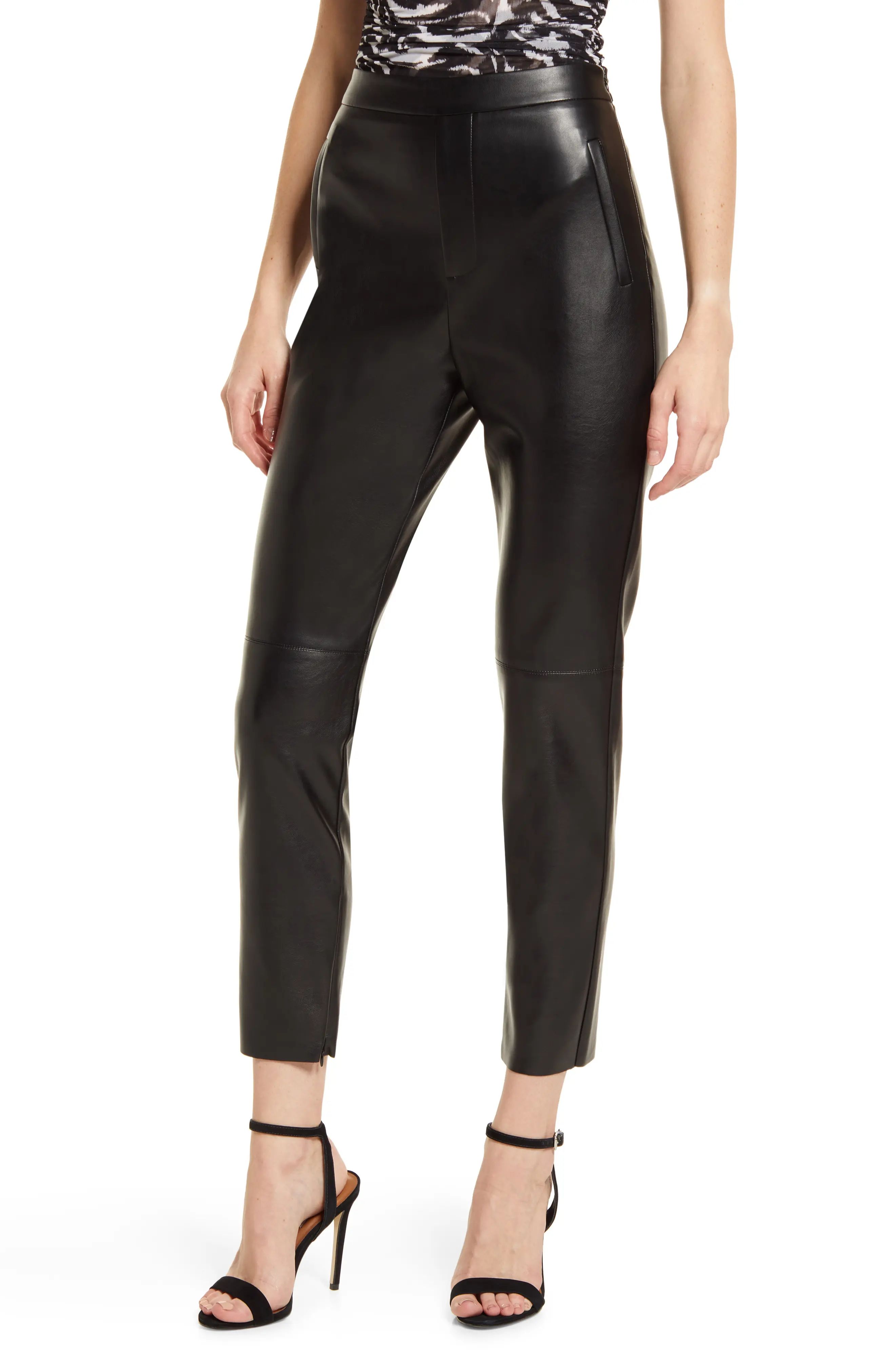 Lulus Keep Your Stride Faux Leather Pants in Black at Nordstrom, Size Small | Nordstrom