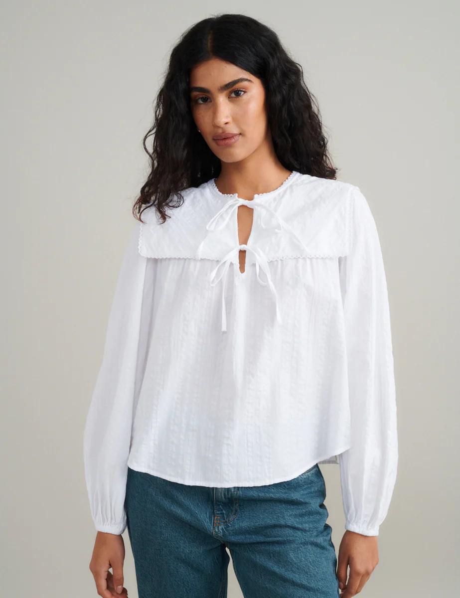 White Collar Detail Bridy Blouse | Nobody's Child