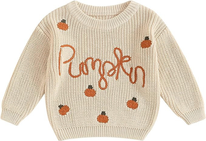 Toddler Baby Boy Girl Halloween Sweatshirt Knit Long Sleeve Pumpkin Pullover Infant Fall Winter C... | Amazon (US)