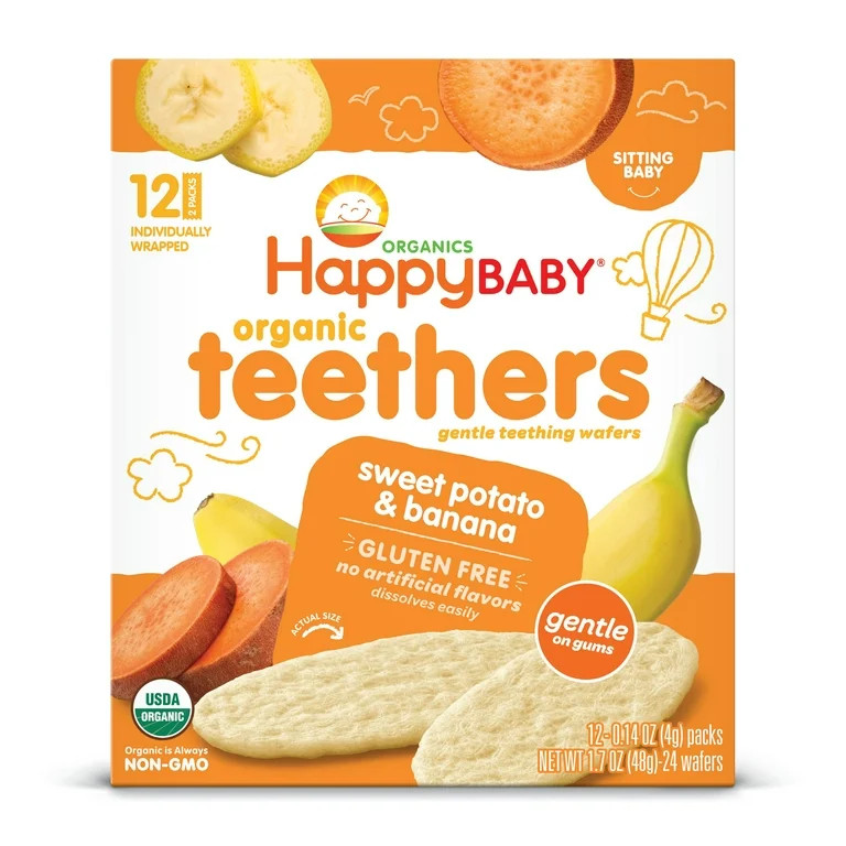 Happy Baby Organics Teethers, Sweet Potato & Banana Organic Gluten Free Gentle Teething Wafers, B... | Walmart (US)