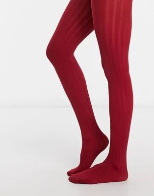 Pretty Polly ribbed tights in rustic red | ASOS (Global)