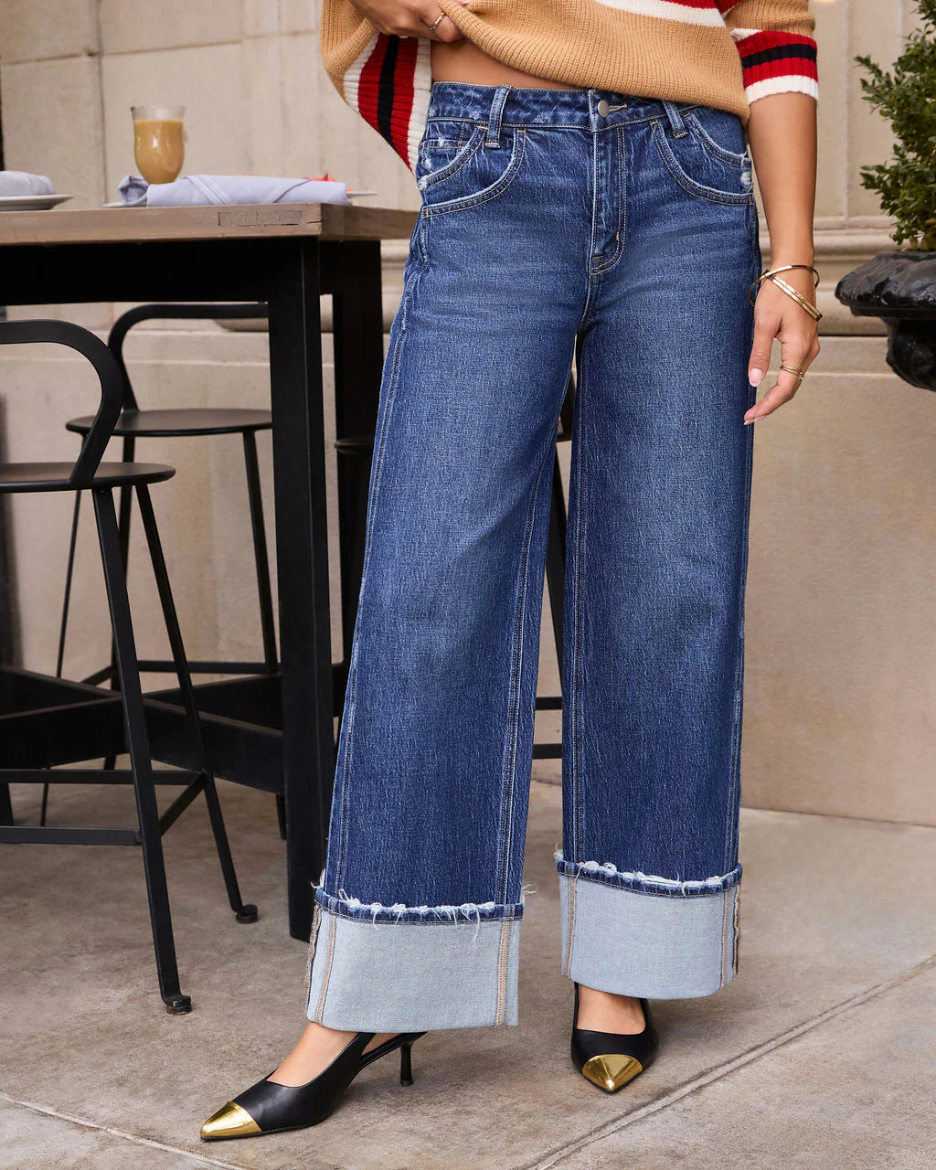 Stylist Stretch High Rise Wide Leg Cuffed Jeans | VICI