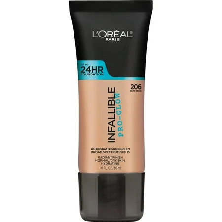 L'Oreal Paris Infallible Pro-Glow Liquid Foundation Makeup, 206 Buff Beige, 1 fl oz | Walmart (US)