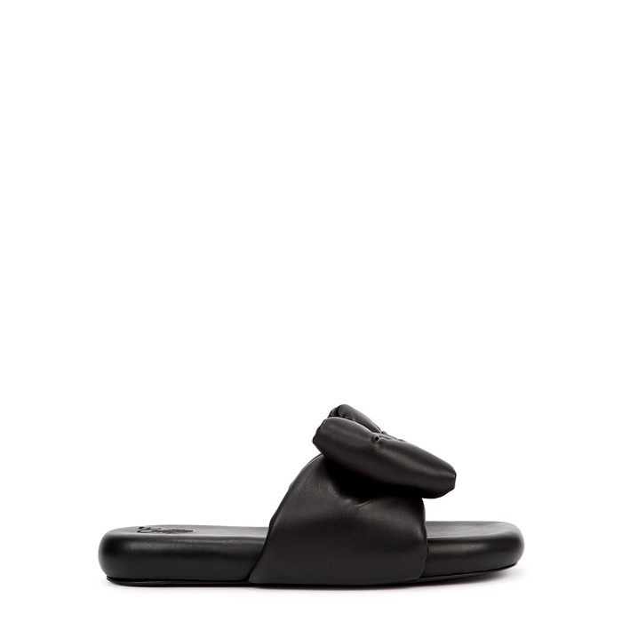 Off-White Black Bow-embellished Leather Sliders | Harvey Nichols (Global)