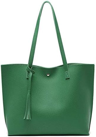 Dreubea Women's Soft Faux Leather Tote Shoulder Bag from, Big Capacity Tassel Handbag | Amazon (US)