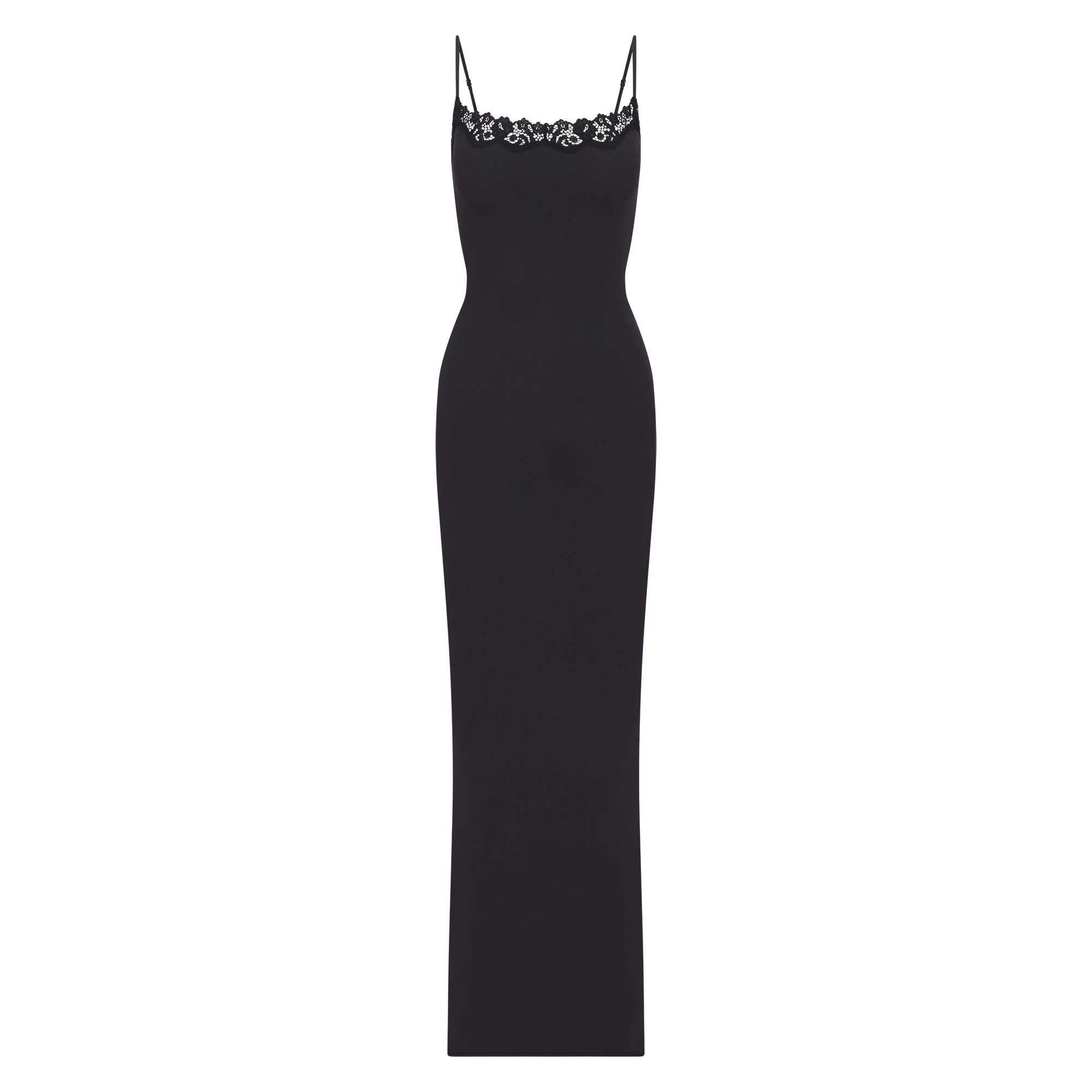 FITS EVERYBODY LACE LONG SLIP DRESS | ONYX | SKIMS (US)