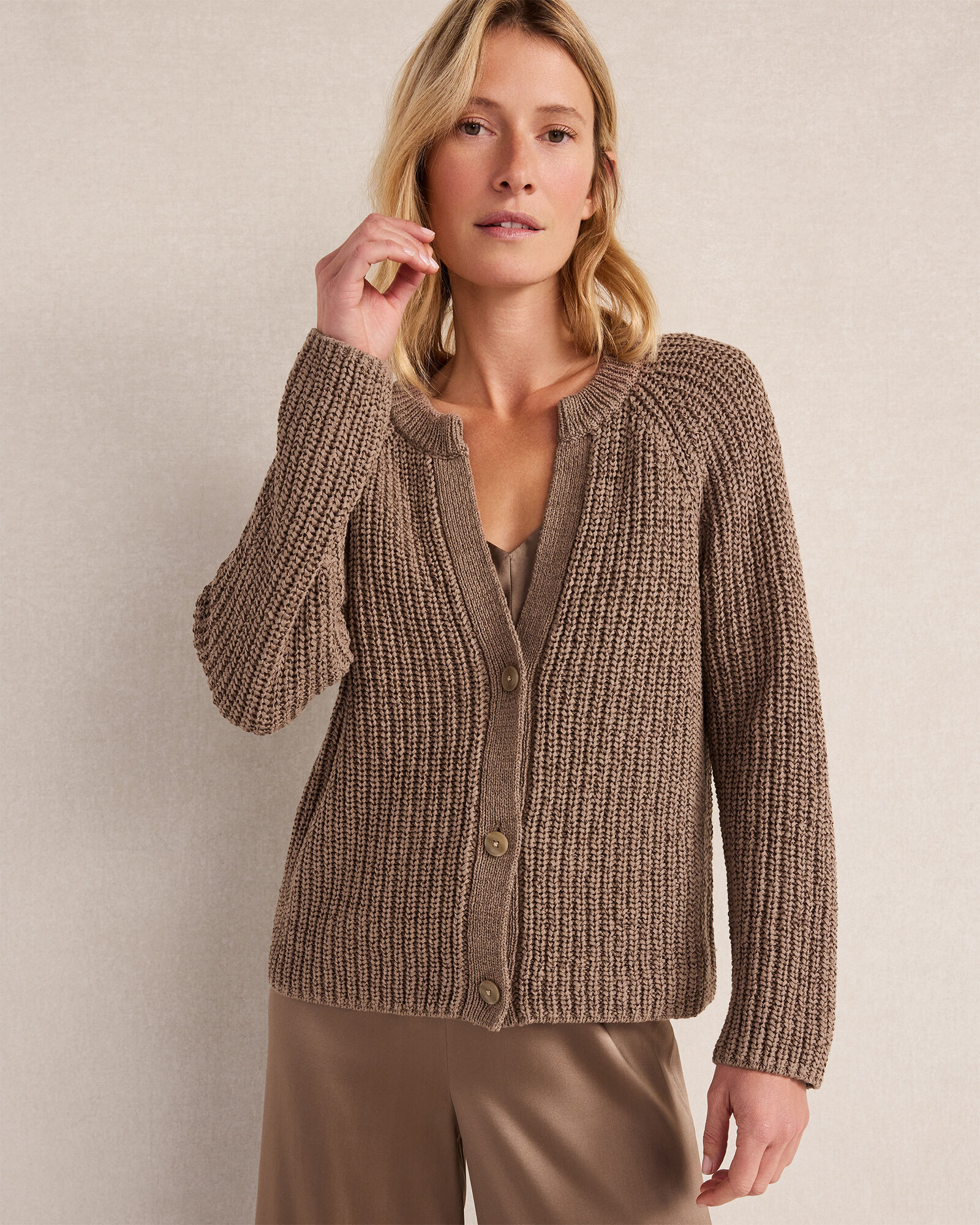 Cotton Tape Yarn V-Neck Cardigan | Haven Well Within