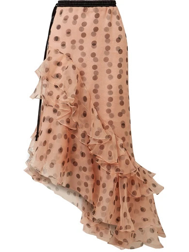 Johanna Ortiz - Walking Palm Ruffled Polka-dot Silk-organza Skirt - Peach | NET-A-PORTER (US)