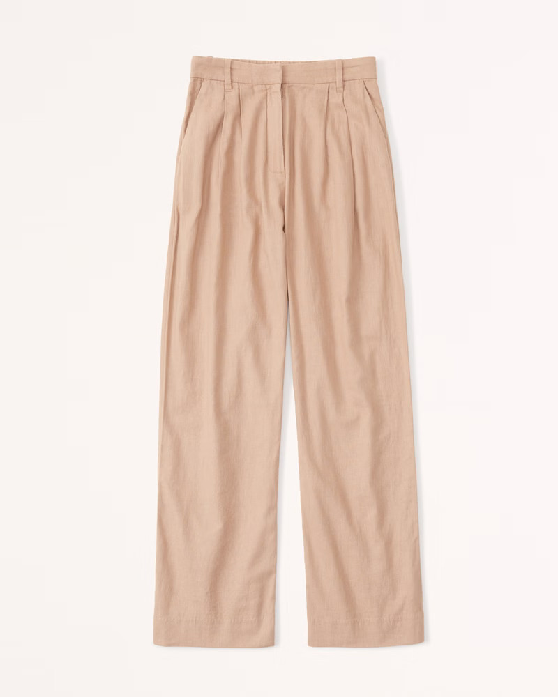 Linen-Blend Tailored Wide Leg Pant | Abercrombie & Fitch (US)
