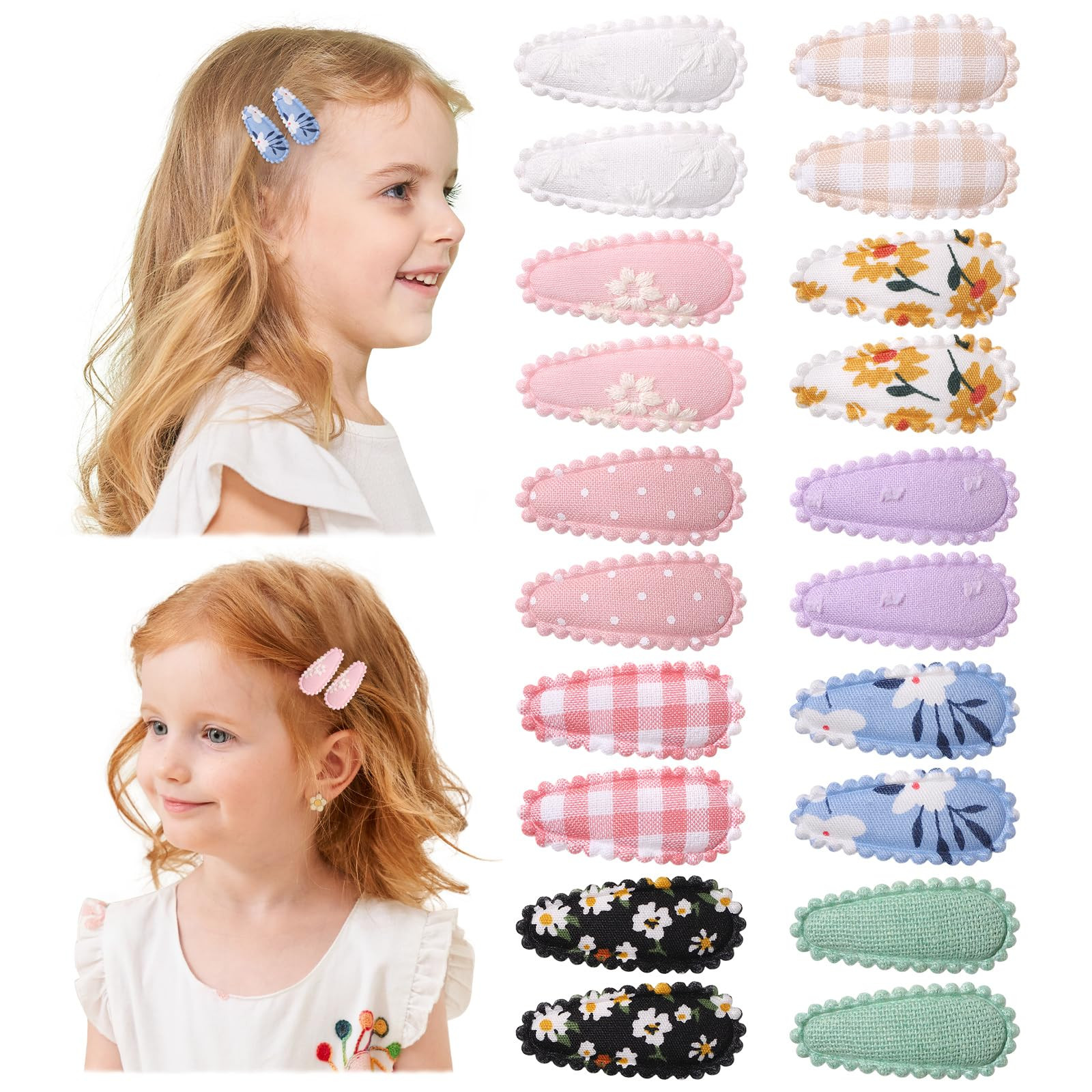 20 PCS Snap Toddler Hair Clips - Flower Patterns, Wrapped Mini Barrettes, Cute Hair Accessories f... | Amazon (US)
