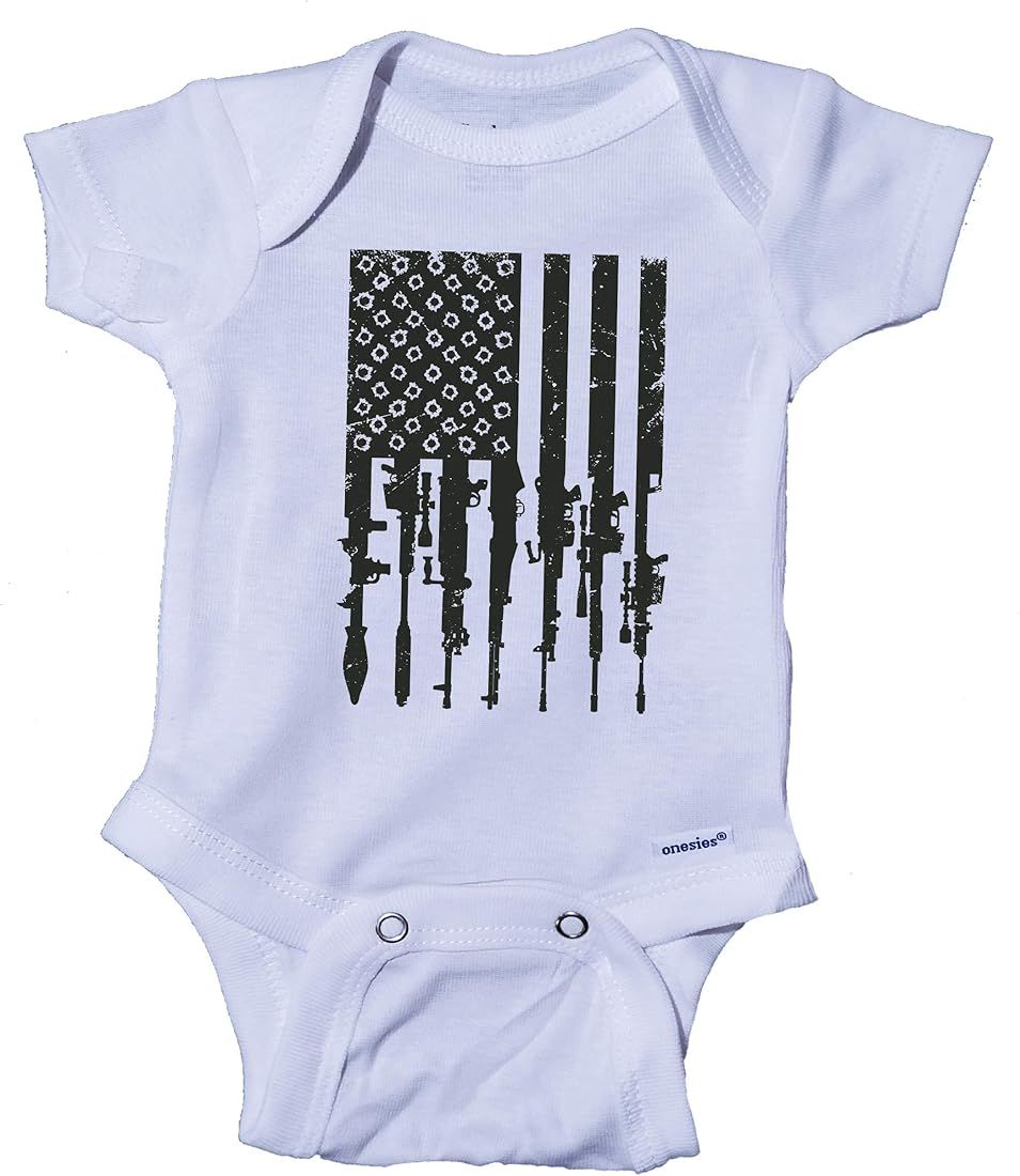 Ink Trendz Distressed American RPG Military Themed 2A Freedom Onepiece Bodysuit Baby Onesie | Amazon (US)