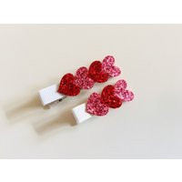 Valentine's Day Hair Clips Glitter Heart Clip Baby Toddler Fully Lined Kids Girls | Etsy (US)