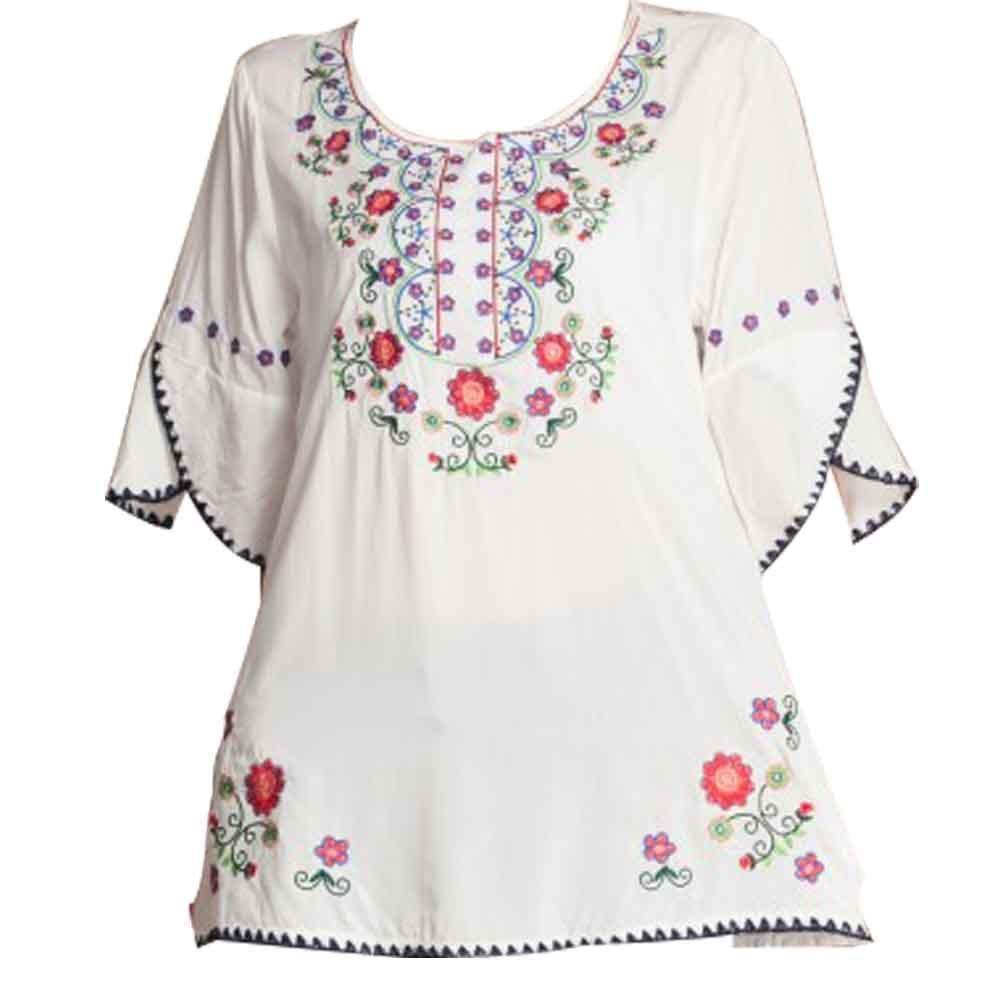 Mexican Shirts Peasant Blouses Cotton Embroidered 3/4 Sleeve Bohemian Tops Boho Clothes for Women... | Amazon (US)
