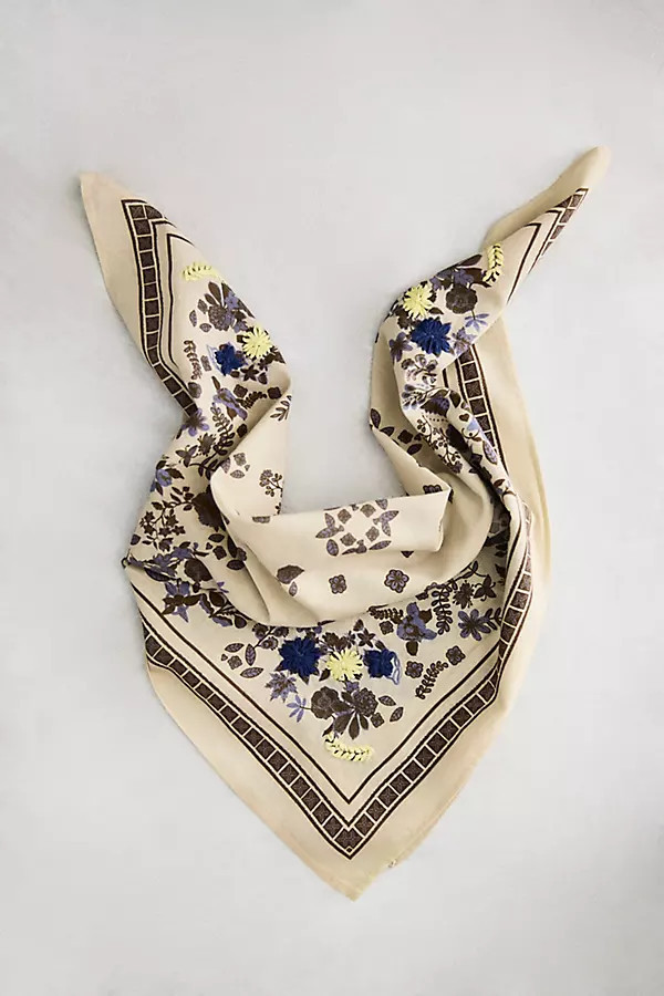 Embroidered Fall Floral Bandana in Beige at Terrain | Terrain