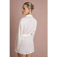 Bridal 'Bride' Satin Embroidered Short Robe, white | PrettyLittleThing US