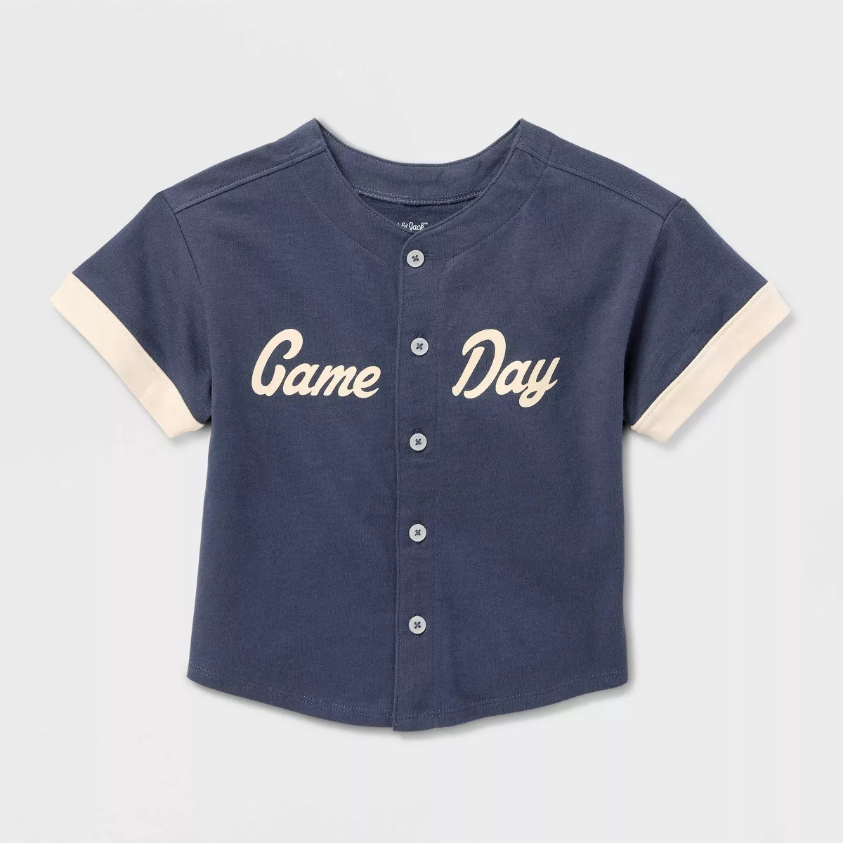 Toddler Boys' Game Day Short Sleeve Baseball Button-Up Shirt - Cat & Jack\u2122 Navy Blue 3T | Target