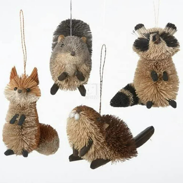 Kurt Adler Holiday Decorative Buri Woodland Animal Ornament Set (4 Pack) | Walmart (US)