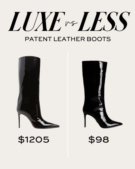 Save or splurge - calf high boots 
Amina muaddi patent leather boots
Express patent leather boots 
Fall boots 

#LTKunder100 #LTKSeasonal #LTKshoecrush