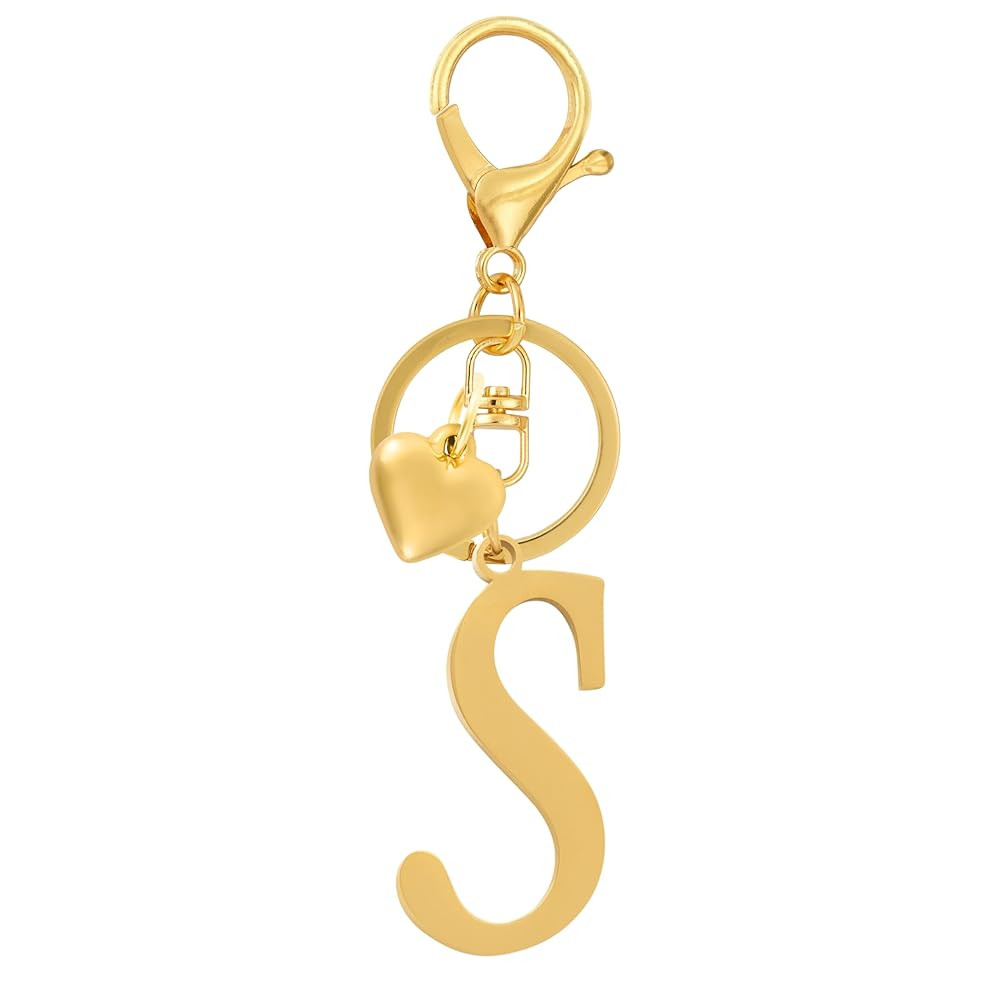 A-Z Heart Initial Letter Keychain, Stainless Steel Alphabet Charm for Handbags, Gift for Women an... | Amazon (US)