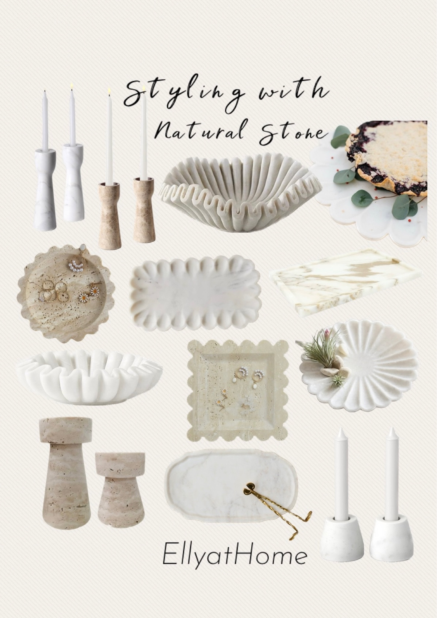 Styling with natural stone with trending marble and travertine. Candleholders, pillars, trays, trinket dish, scallop details, bowl. Add to your kitchen, bathroom, bedroom, living room, dining room for fall styling. Amazon, Target, Walmart, Pottery Barn. Anthropologie, Serena & Lily. Sales, free shipping. 


#LTKfindsunder50 #LTKsalealert #LTKhome