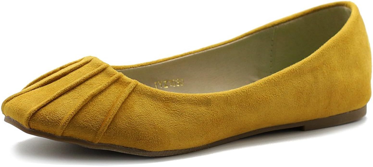 Ollio Women's Ballet Shoe Comfort Faux Suede Flat | Amazon (US)
