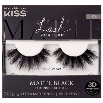 KISS Lash Couture Matte Black Faux Mink Collection Fake Eyelashes - Matte Velvet - 1 Pair | Target