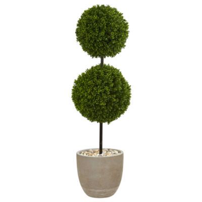4’ Boxwood Double Ball Topiary Artificial Tree in Oval Planter UV Resistant (Indoor/Outdoor) | JCPenney