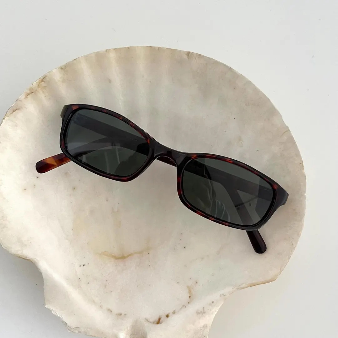 Authentic Vintage 90s Slim Tortoise Rectangle Sunglasses - Etsy | Etsy (US)