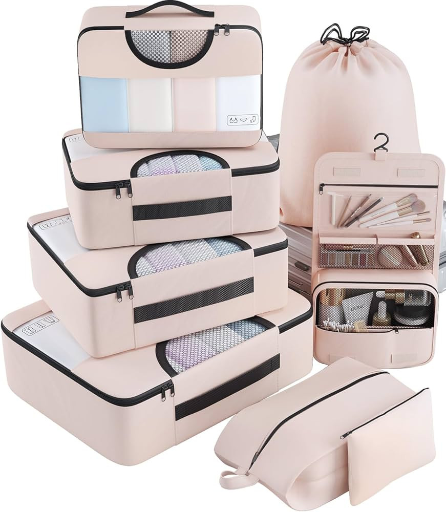 Veken 8 Set Packing Cubes, Travel Gifts for Women Mom, Carry on Suitcase Organizer Bags with Hang... | Amazon (US)
