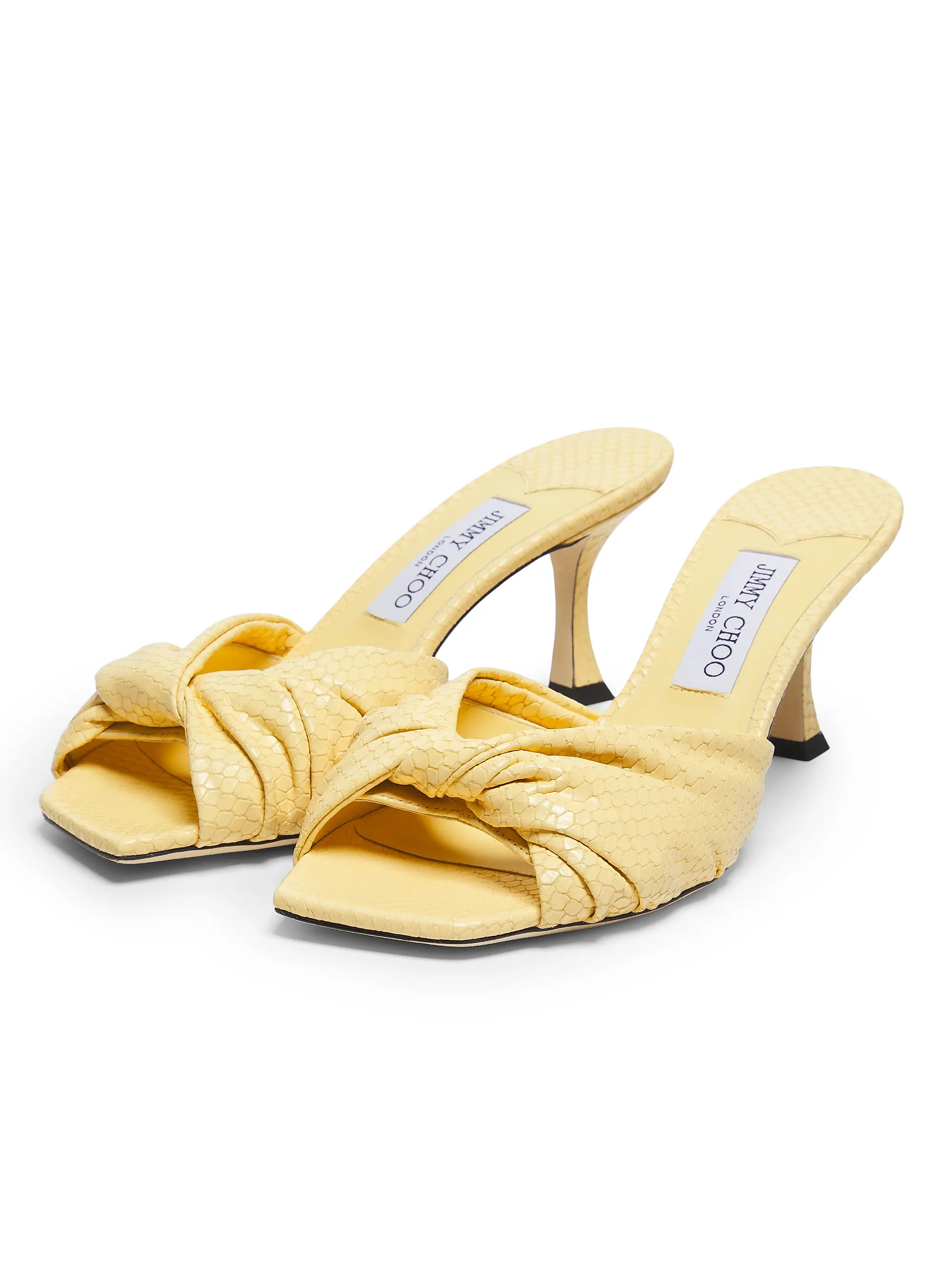 Jimmy Choo Skye 70MM Twisted Textured Leather Mules | Saks Fifth Avenue | Saks Fifth Avenue