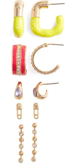 Open Edit Set of 5 Post Back Earrings | Nordstrom | Nordstrom
