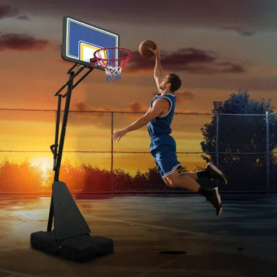 Portable Basketball Hoop for Youth Adults & Professional Match,Adjustable Height 8.04 ft to 10.01 ft,39 inch Backboard with Rebound System, Indoor/Out | Wayfair North America