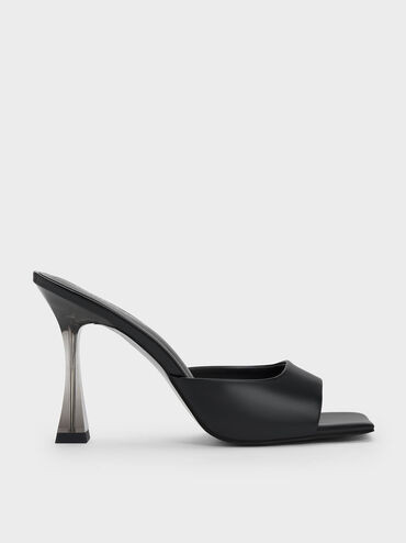 Black Clear Flared Heel Mules | CHARLES & KEITH | Charleskeith KR