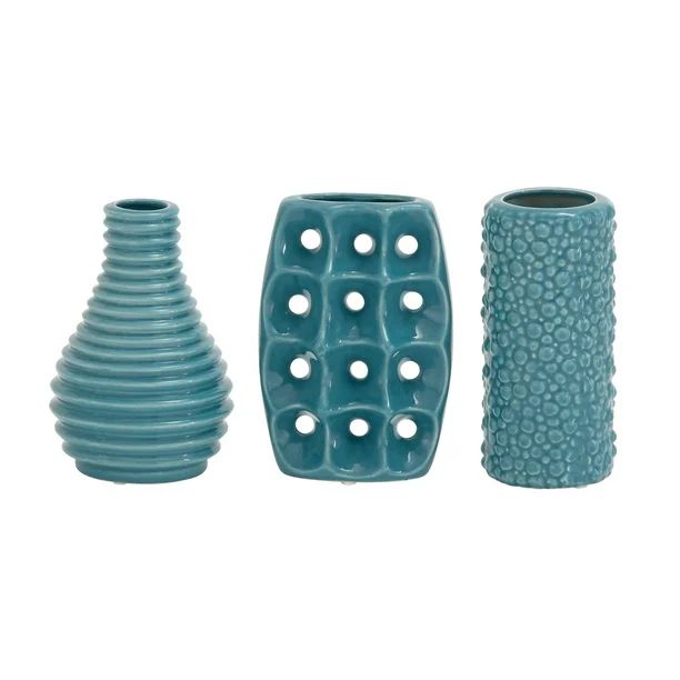 DecMode 5"W, 8"H Solid Ceramic Vases, Blue Set of 3-Pieces - Walmart.com | Walmart (US)