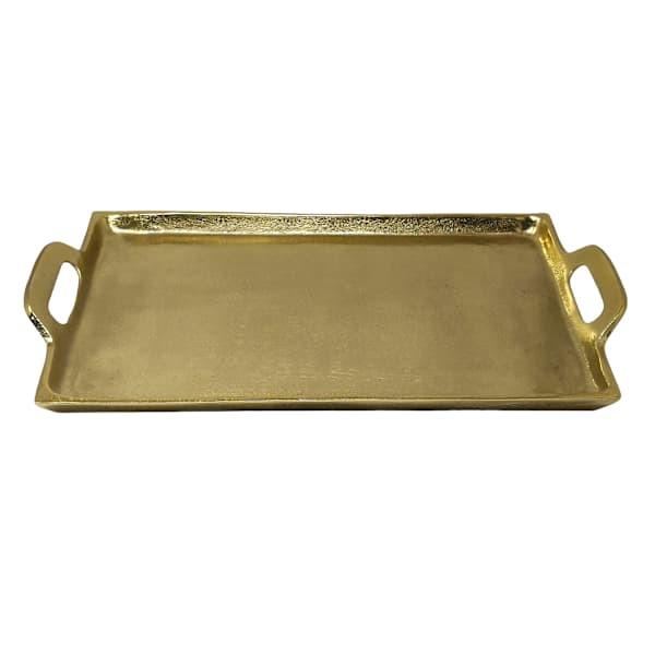 Gold Rectangle Cast Aluminum Tray, Metallic | At Home