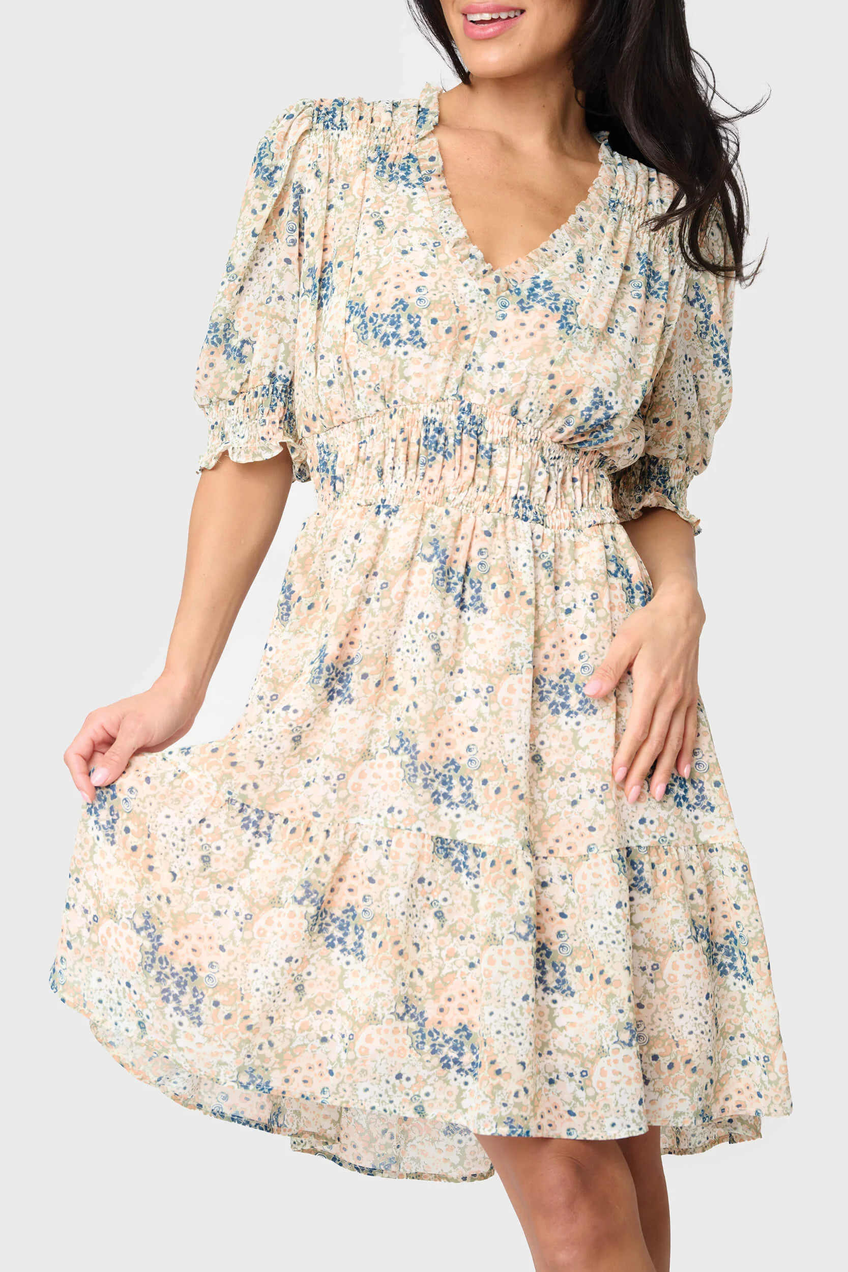 Everybody V-Neck Ruffle Detail Dress | Gibson