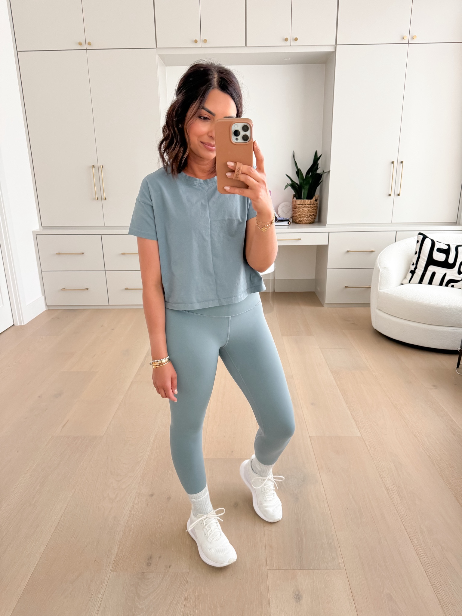 Wearing my favorite Cates Tee from lululemon In a size 4 (TTS) and Align leggings in size 2 (also TTS) in Belgian blue 

#LTKfitness #LTKstyletip