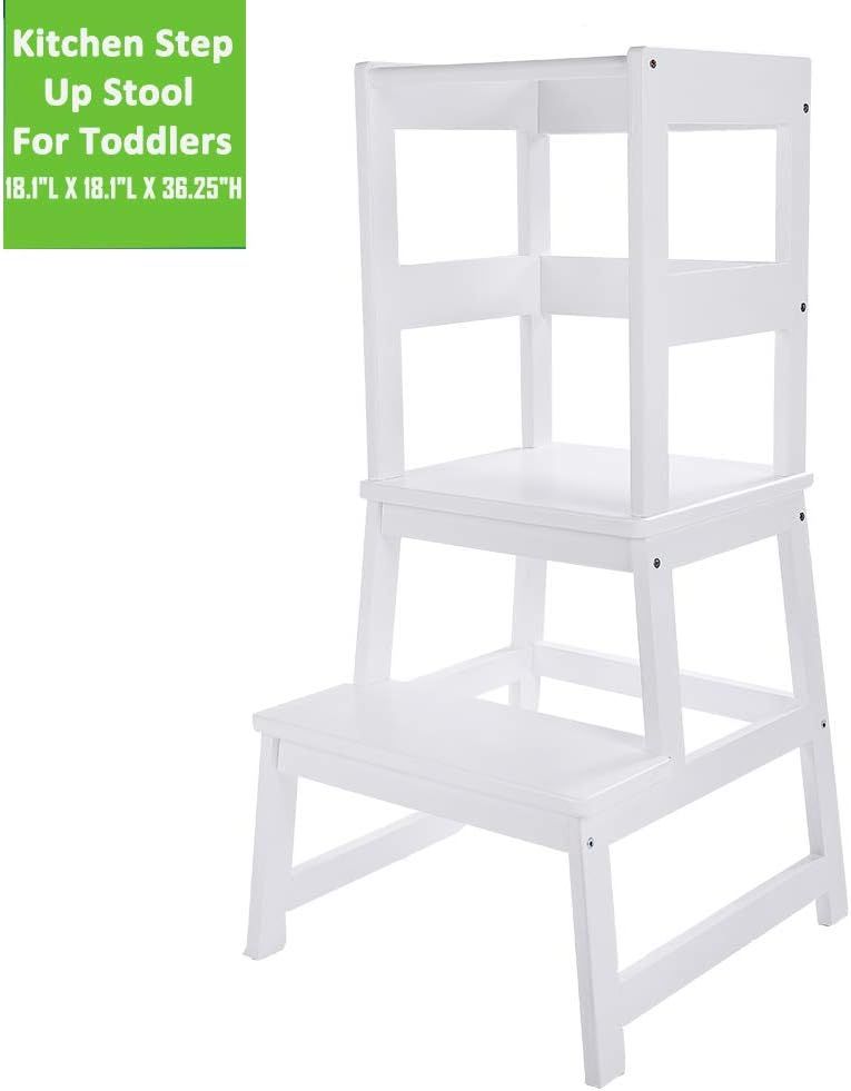KATARUS Kitchen Step Stool for Kids and Toddlers with Safety Rail Children Standing Tower for Kit... | Amazon (US)
