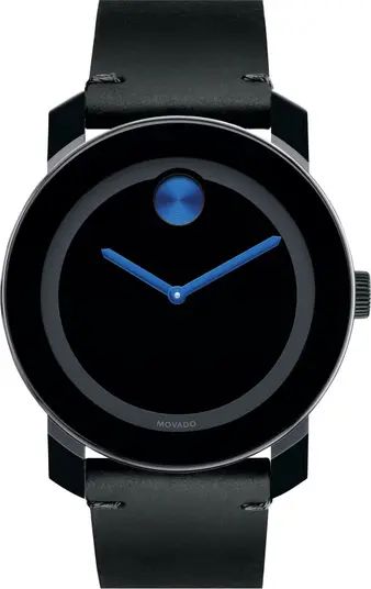 Movado 'Bold' Leather Strap Watch, 42mm | Nordstrom | Nordstrom